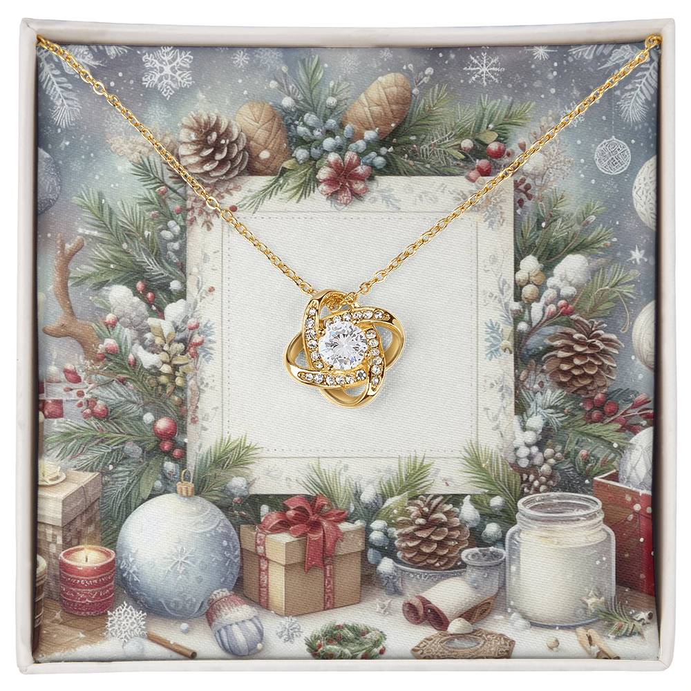Christmas Background 079 - 18K Yellow Gold Finish Love Knot Necklace