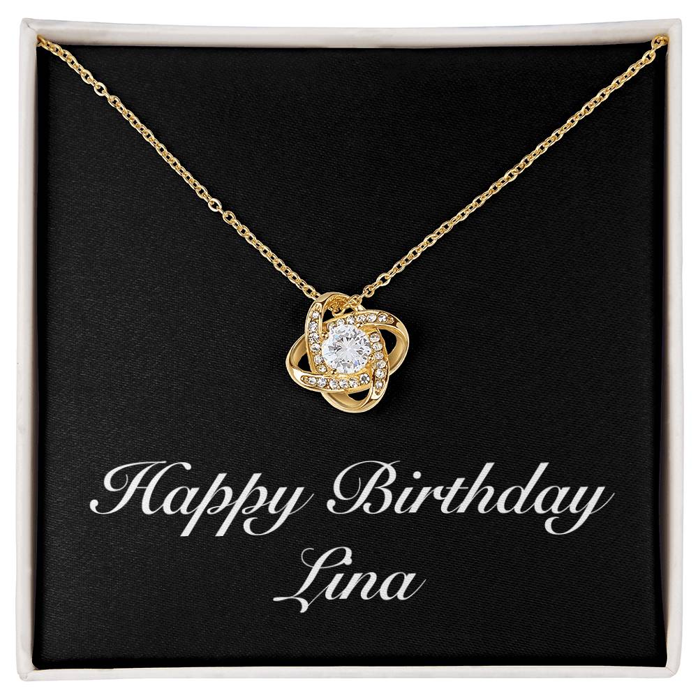 Happy Birthday Lina v2 - 18K Yellow Gold Finish Love Knot Necklace
