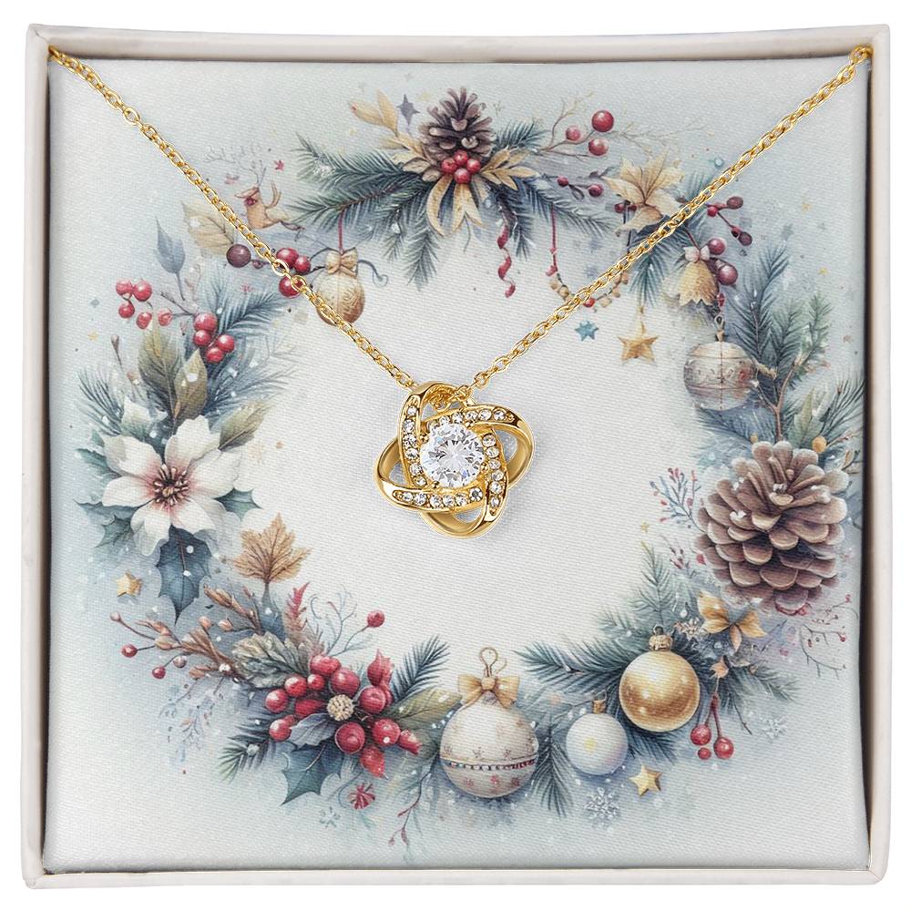Christmas Background 075 - 18K Yellow Gold Finish Love Knot Necklace