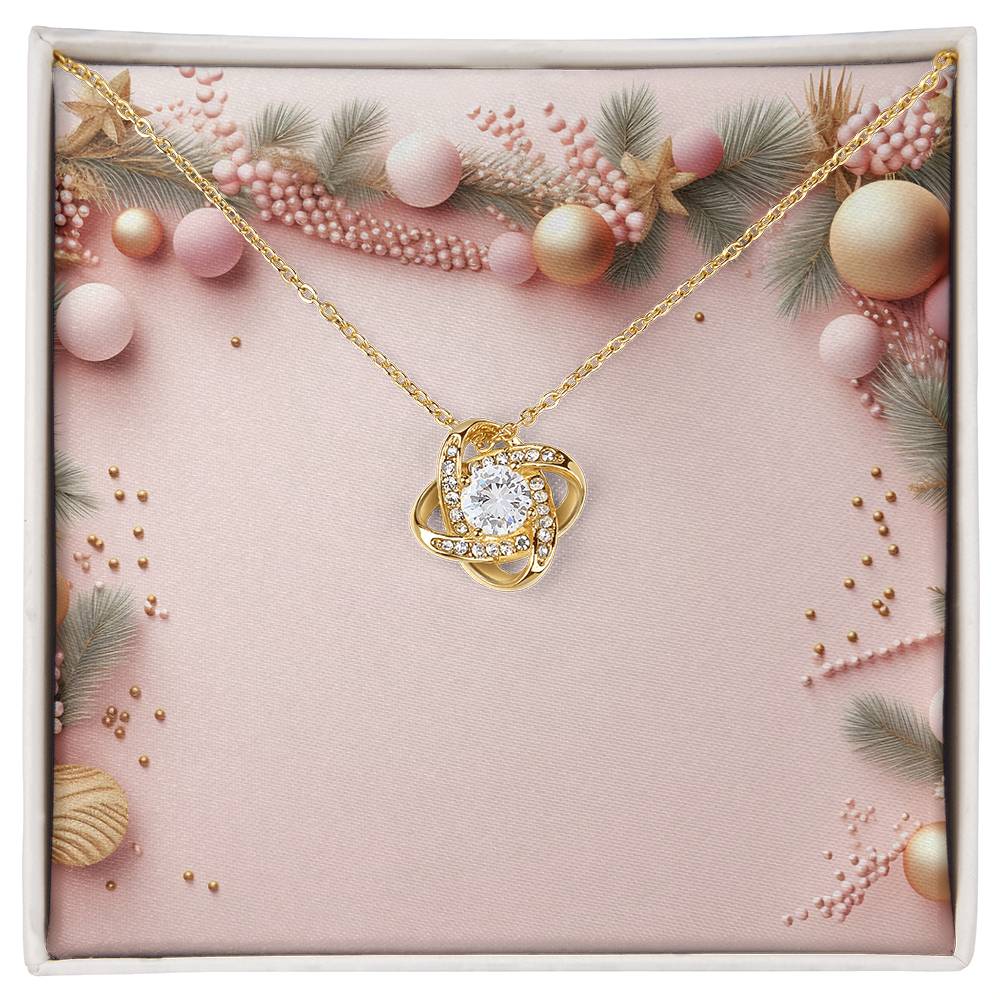 Christmas Background 025 - 18K Yellow Gold Finish Love Knot Necklace