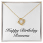 Happy Birthday Rowena - 18K Yellow Gold Finish Love Knot Necklace