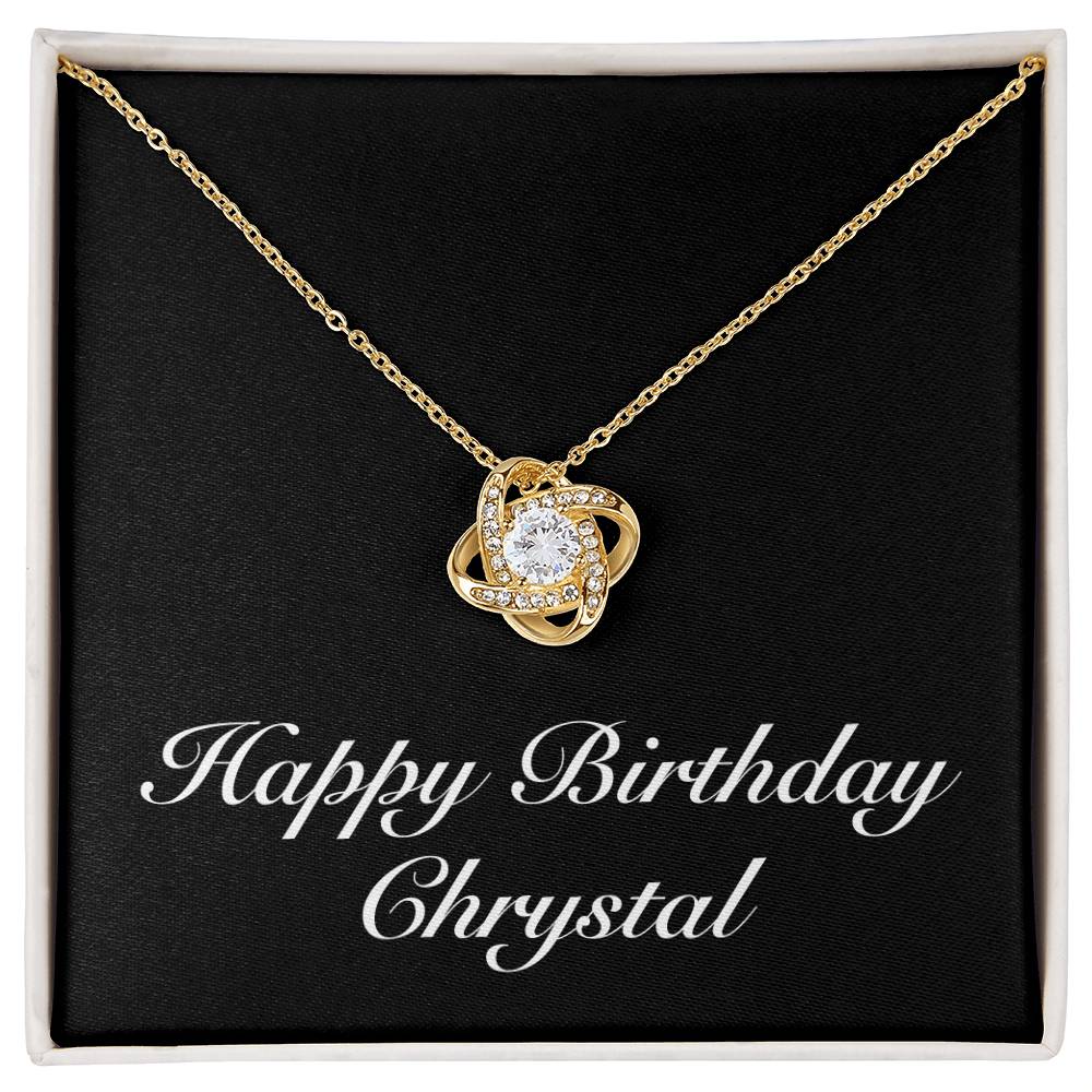 Happy Birthday Chrystal v2 - 18K Yellow Gold Finish Love Knot Necklace
