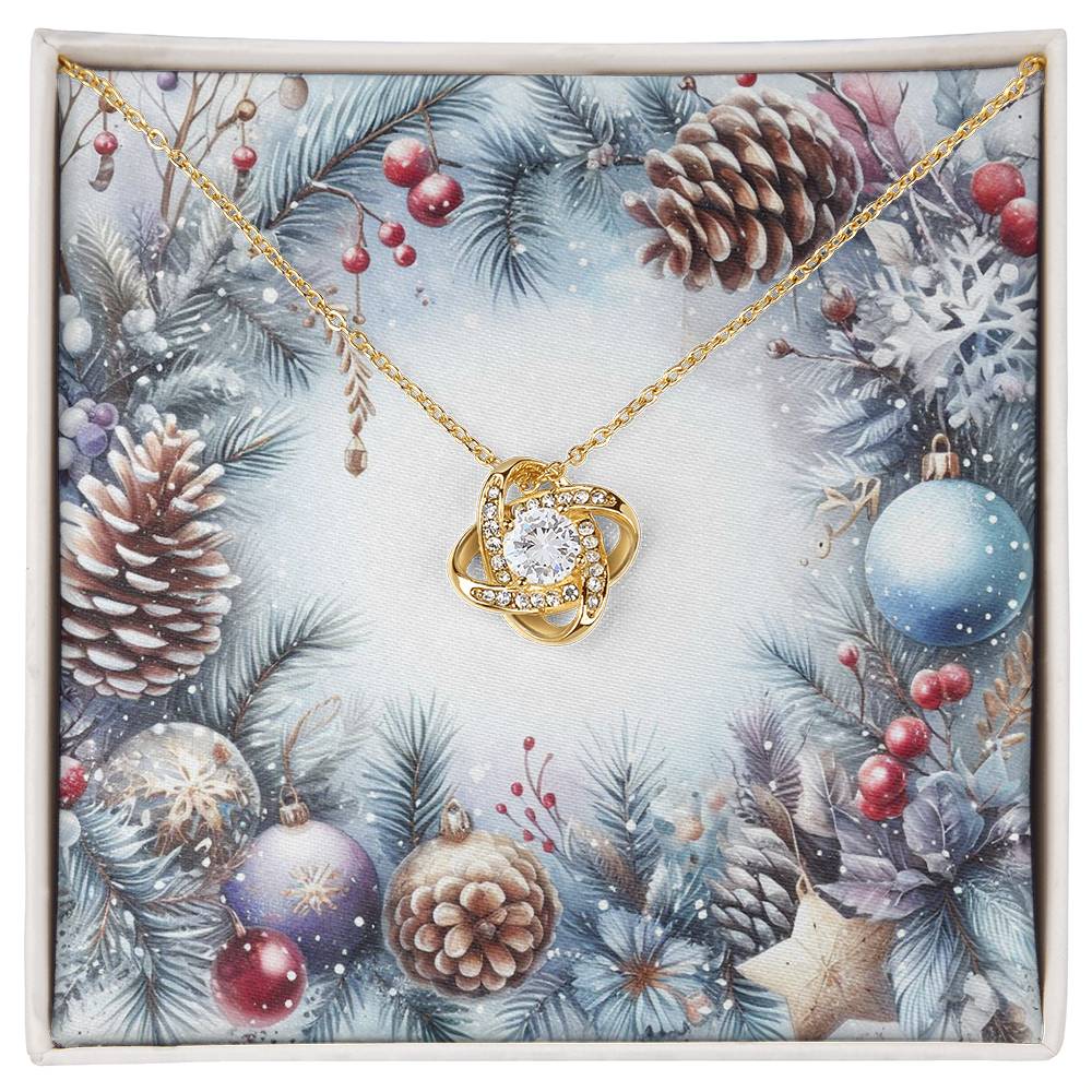 Christmas Background 080 - 18K Yellow Gold Finish Love Knot Necklace