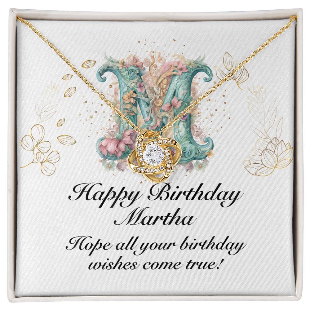 Happy Birthday Martha v01 - 18K Yellow Gold Finish Love Knot Necklace