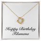 Happy Birthday Filomena - 18K Yellow Gold Finish Love Knot Necklace