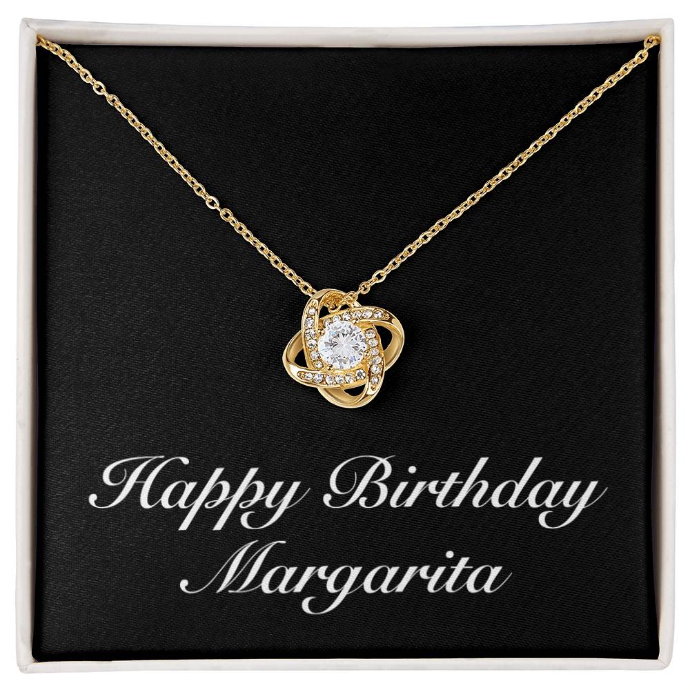 Happy Birthday Margarita v2 - 18K Yellow Gold Finish Love Knot Necklace