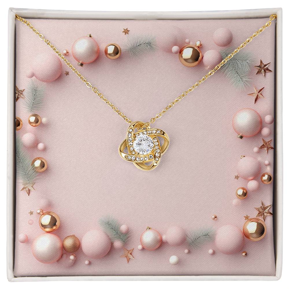 Christmas Background 026 - 18K Yellow Gold Finish Love Knot Necklace