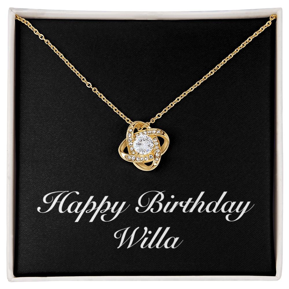Happy Birthday Willa v2 - 18K Yellow Gold Finish Love Knot Necklace