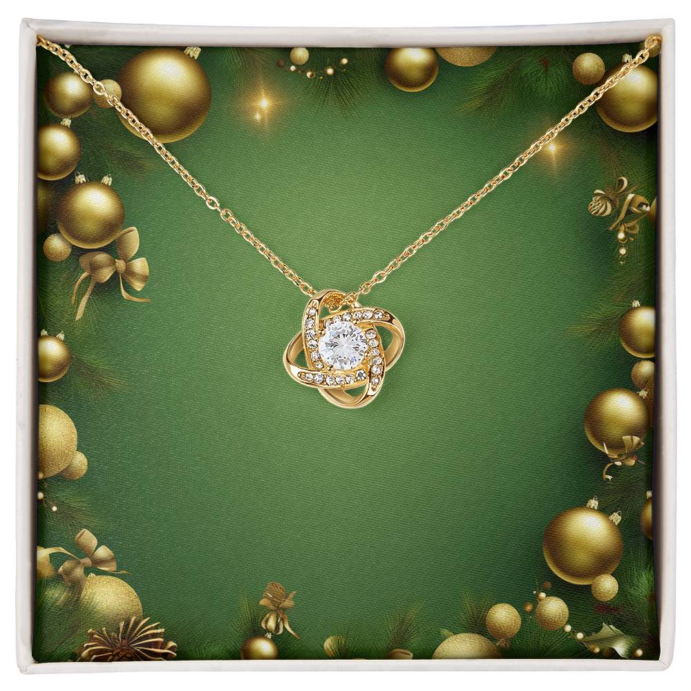 Christmas Background 042 - 18K Yellow Gold Finish Love Knot Necklace