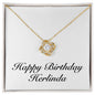 Happy Birthday Herlinda - 18K Yellow Gold Finish Love Knot Necklace