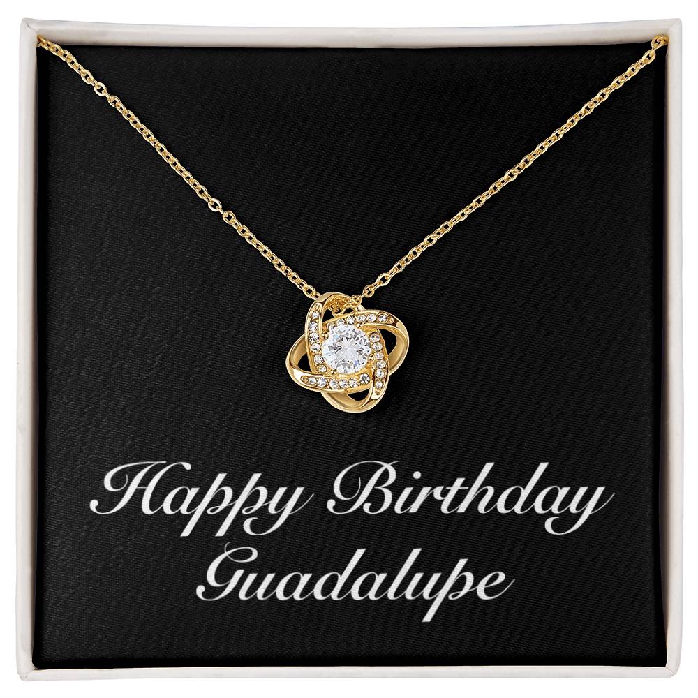 Happy Birthday Guadalupe v2 - 18K Yellow Gold Finish Love Knot Necklace