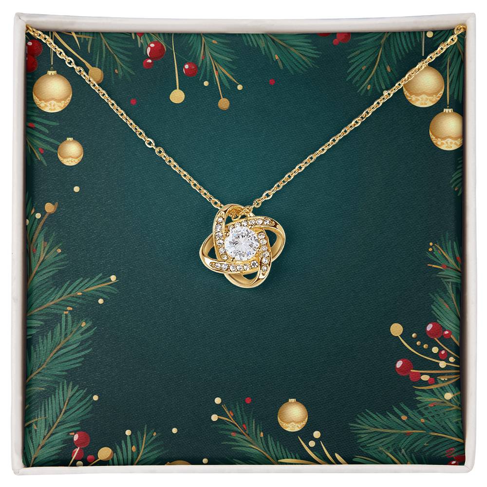 Christmas Background 045 - 18K Yellow Gold Finish Love Knot Necklace