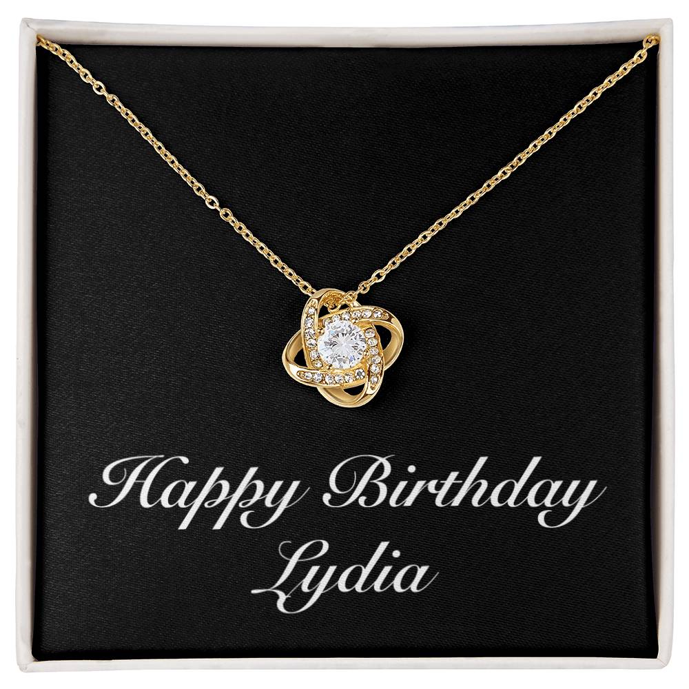 Happy Birthday Lydia v2 - 18K Yellow Gold Finish Love Knot Necklace