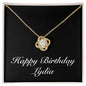 Happy Birthday Lydia v2 - 18K Yellow Gold Finish Love Knot Necklace