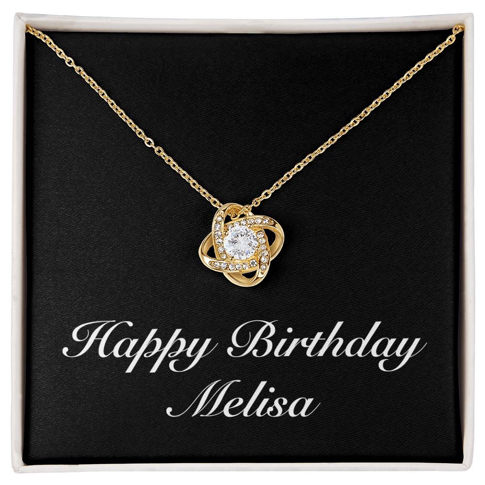 Happy Birthday Melisa v2 - 18K Yellow Gold Finish Love Knot Necklace