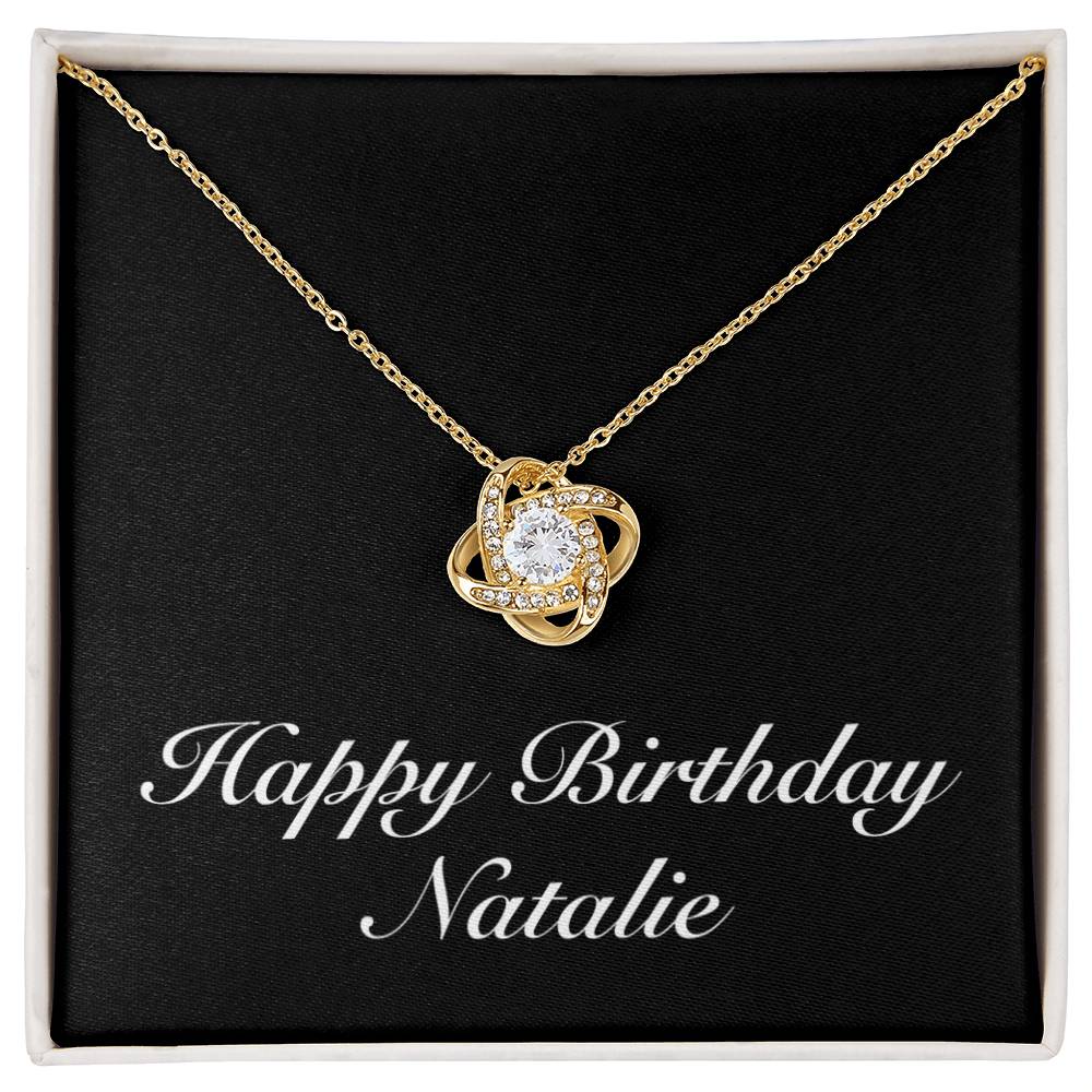 Happy Birthday Natalie v2 - 18K Yellow Gold Finish Love Knot Necklace