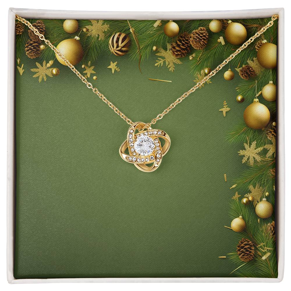 Christmas Background 061 - 18K Yellow Gold Finish Love Knot Necklace