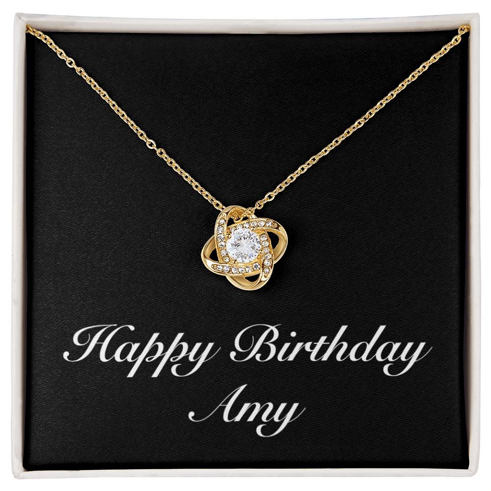 Happy Birthday Amy v2 - 18K Yellow Gold Finish Love Knot Necklace