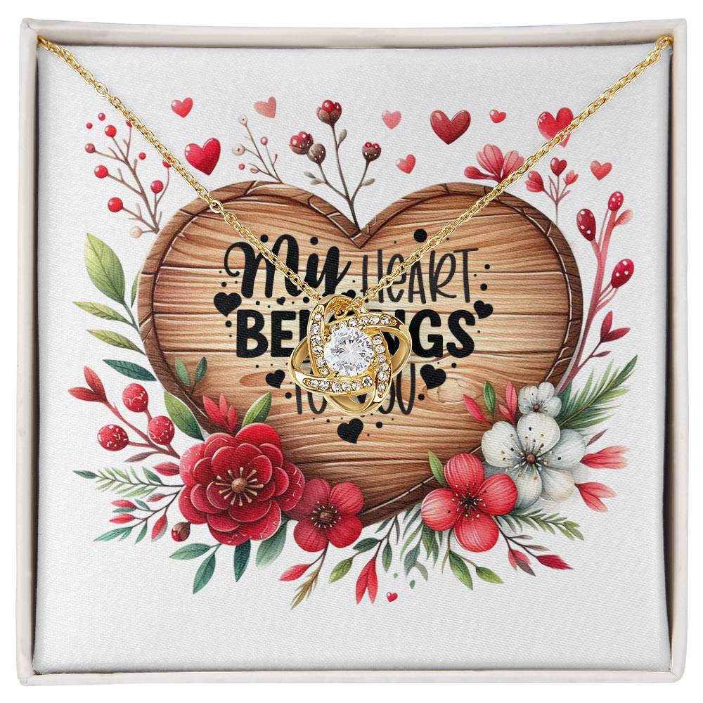 My Heart Belongs To You - 18K Yellow Gold Finish Love Knot Necklace