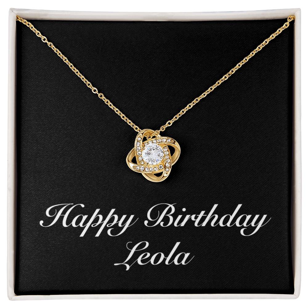 Happy Birthday Leola v2 - 18K Yellow Gold Finish Love Knot Necklace