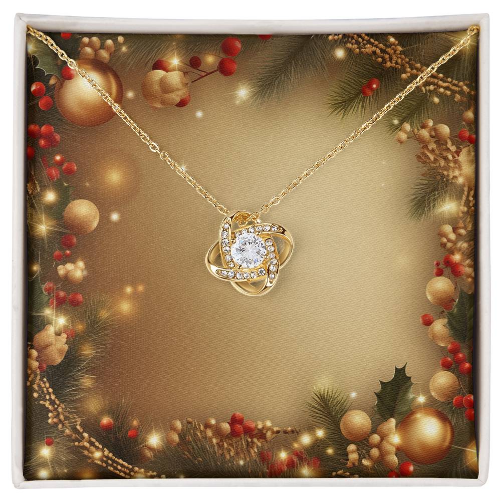 Christmas Background 030 - 18K Yellow Gold Finish Love Knot Necklace