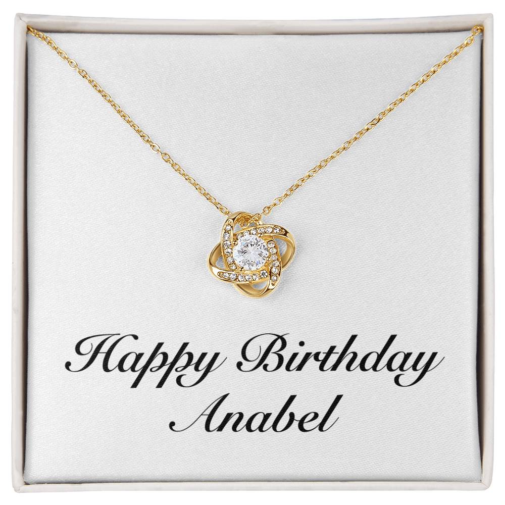 Happy Birthday Anabel - 18K Yellow Gold Finish Love Knot Necklace