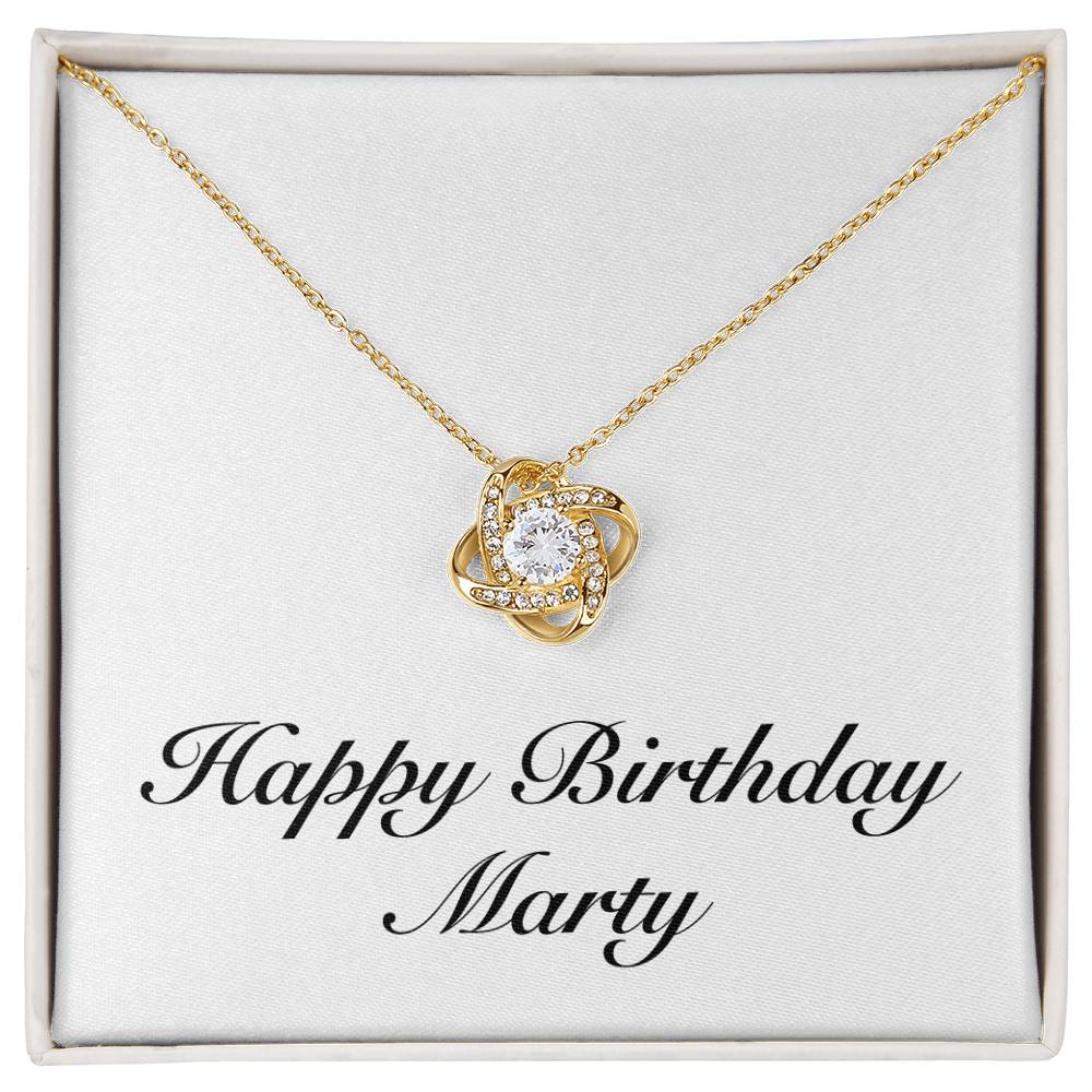 Happy Birthday Marty - 18K Yellow Gold Finish Love Knot Necklace