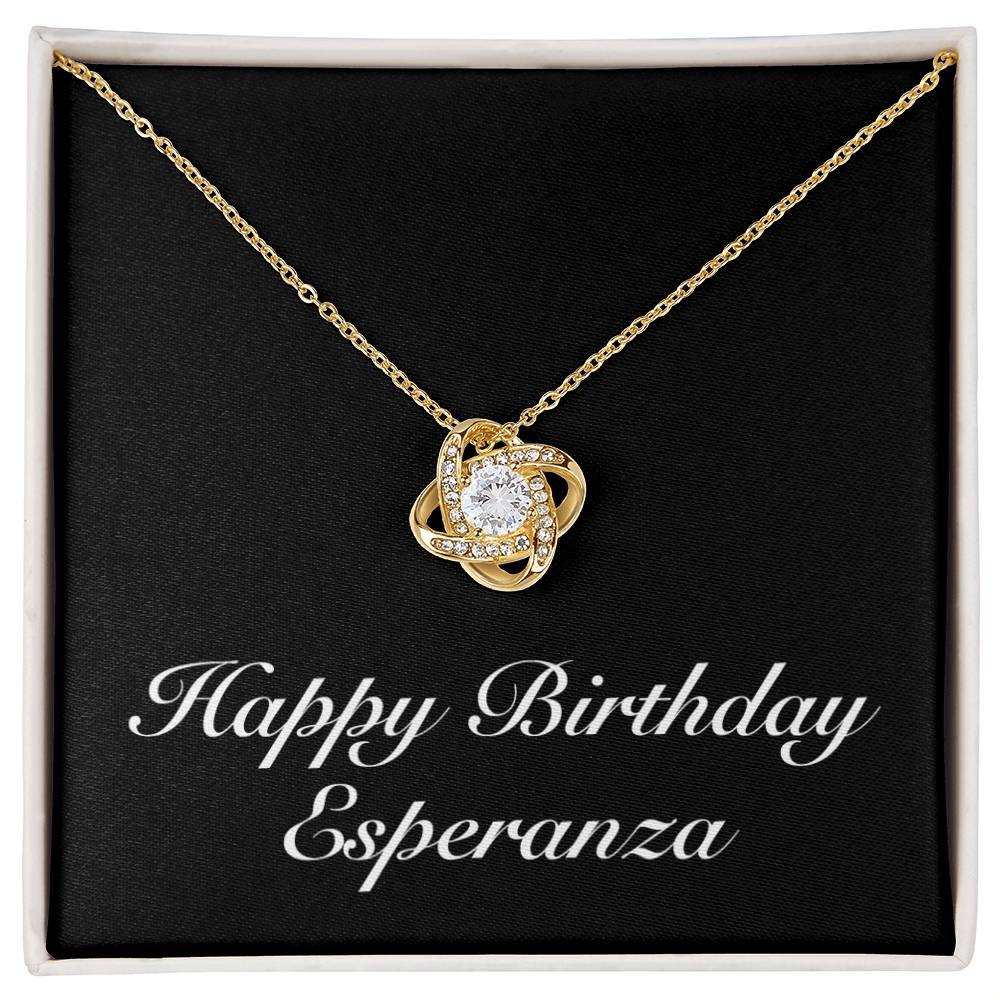 Happy Birthday Esperanza v2 - 18K Yellow Gold Finish Love Knot Necklace