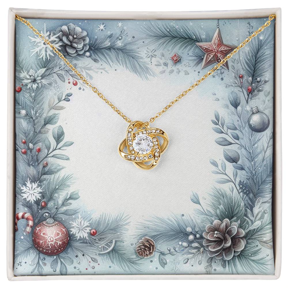 Christmas Background 073 - 18K Yellow Gold Finish Love Knot Necklace