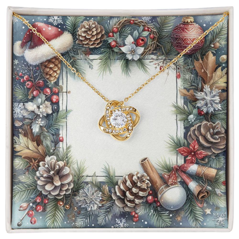 Christmas Background 076 - 18K Yellow Gold Finish Love Knot Necklace