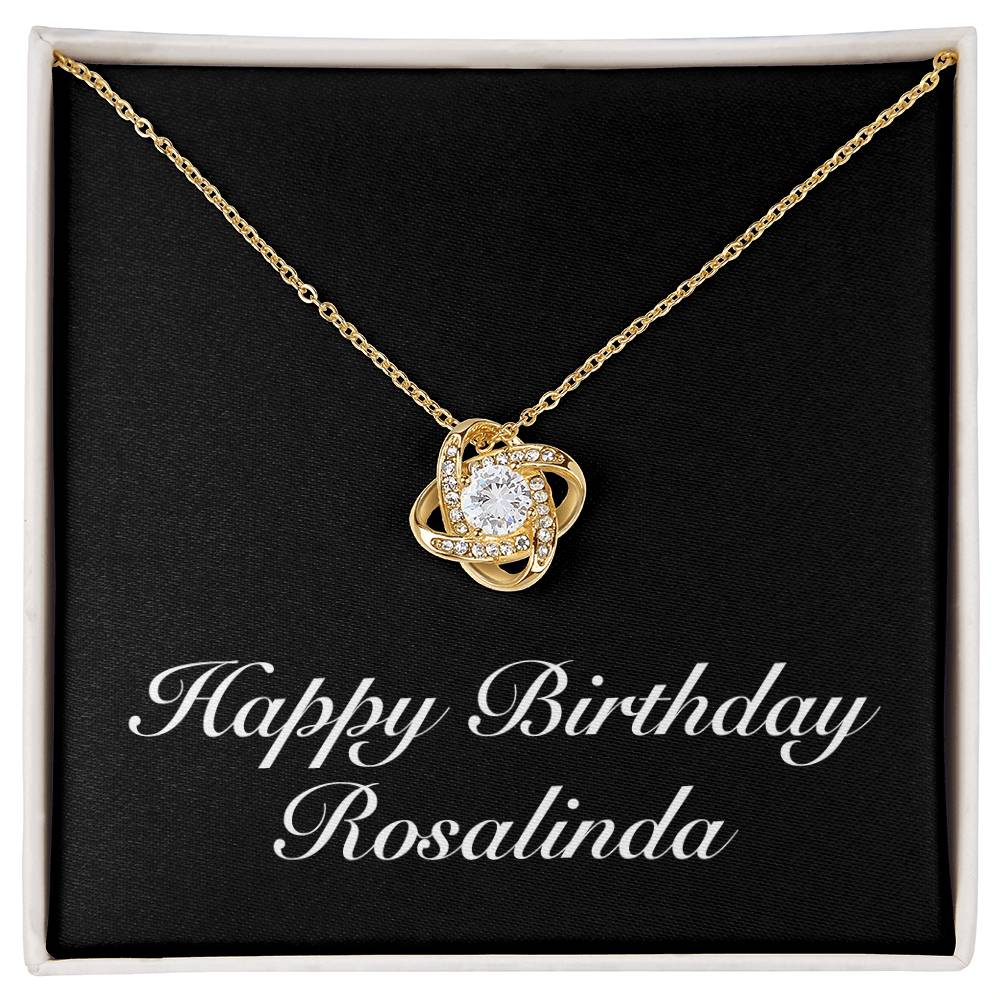 Happy Birthday Rosalinda v2 - 18K Yellow Gold Finish Love Knot Necklace