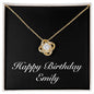 Happy Birthday Emily v2 - 18K Yellow Gold Finish Love Knot Necklace