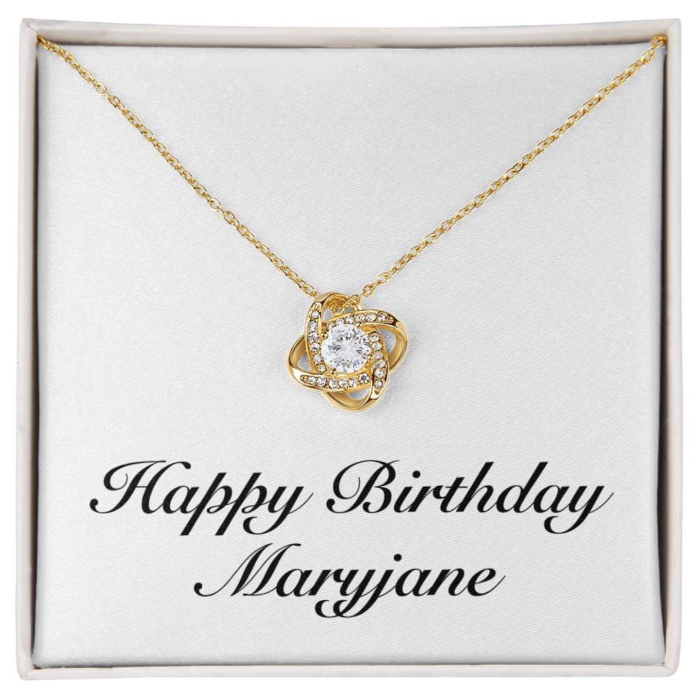 Happy Birthday Maryjane - 18K Yellow Gold Finish Love Knot Necklace