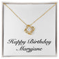 Happy Birthday Maryjane - 18K Yellow Gold Finish Love Knot Necklace