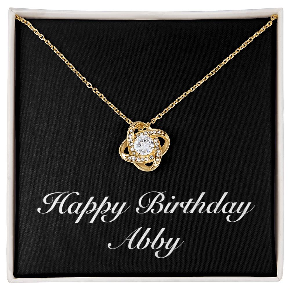 Happy Birthday Abby v2 - 18K Yellow Gold Finish Love Knot Necklace