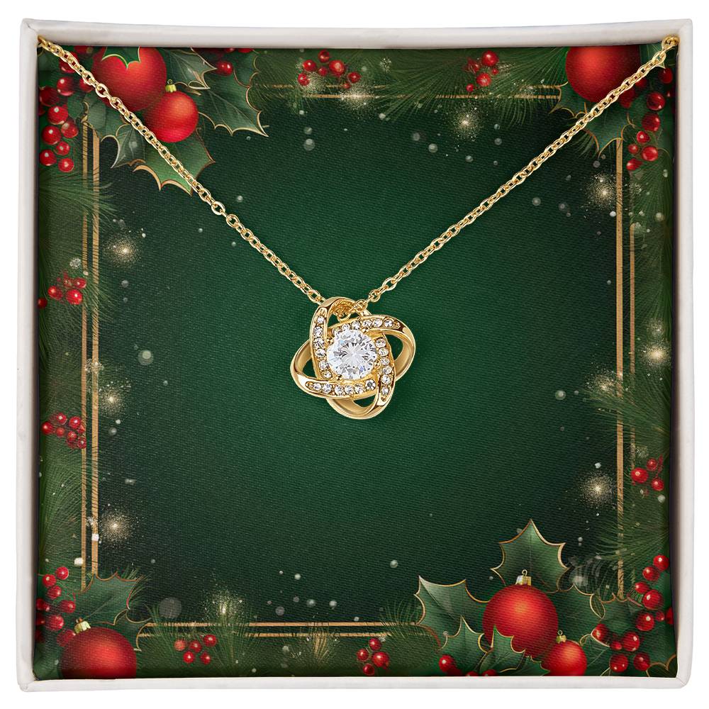 Christmas Background 067 - 18K Yellow Gold Finish Love Knot Necklace