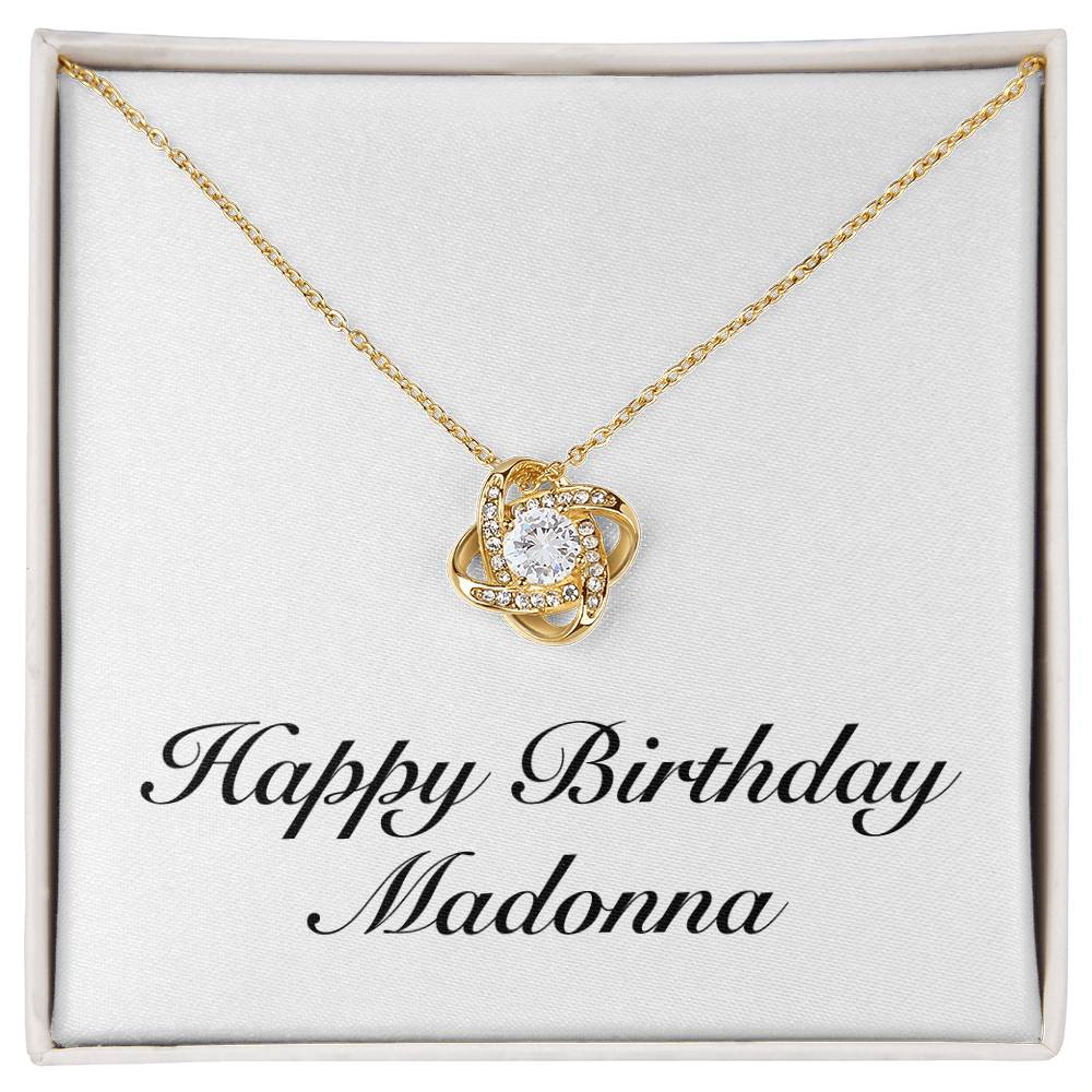 Happy Birthday Madonna - 18K Yellow Gold Finish Love Knot Necklace