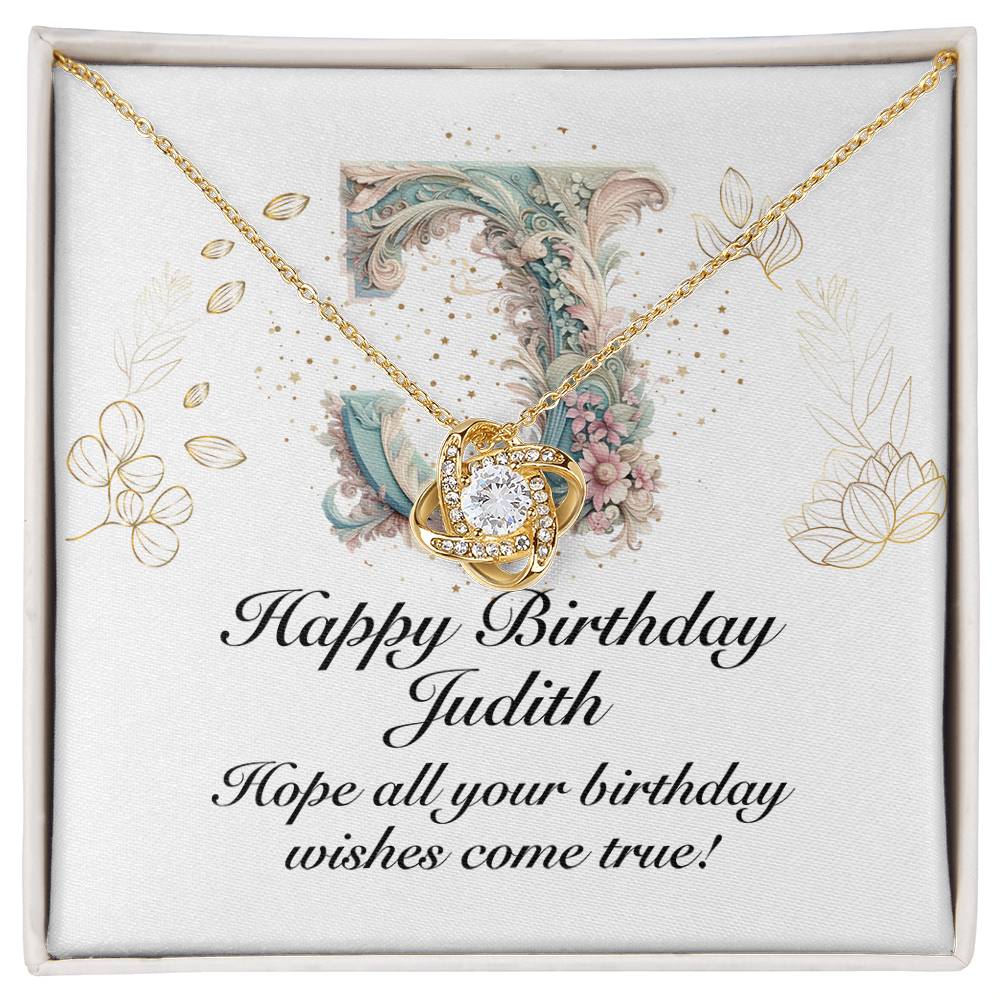 Happy Birthday Judith v01 - 18K Yellow Gold Finish Love Knot Necklace