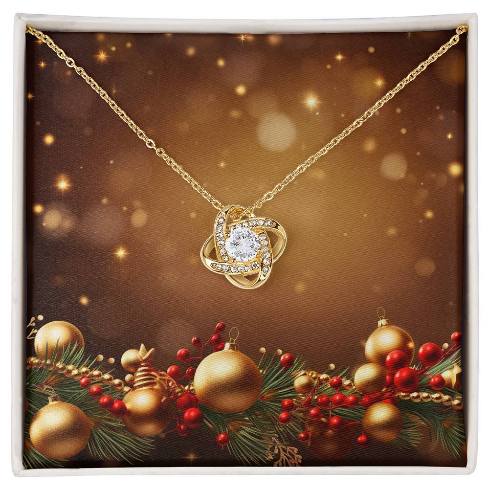 Christmas Background 057 - 18K Yellow Gold Finish Love Knot Necklace