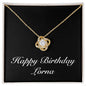 Happy Birthday Lorna v2 - 18K Yellow Gold Finish Love Knot Necklace