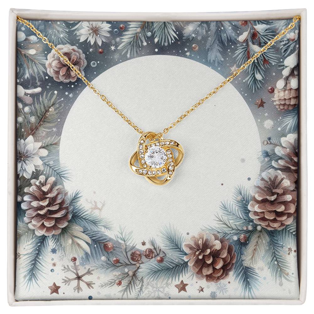 Christmas Background 085 - 18K Yellow Gold Finish Love Knot Necklace