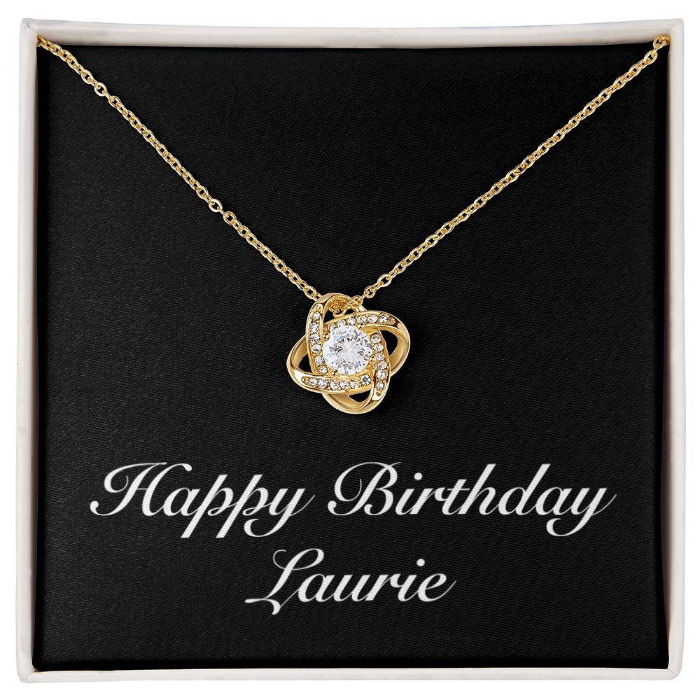 Happy Birthday Laurie v2 - 18K Yellow Gold Finish Love Knot Necklace