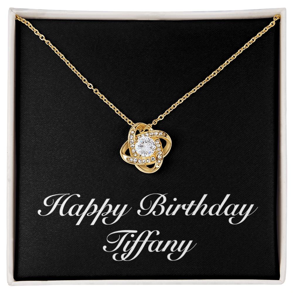 Happy Birthday Tiffany v2 - 18K Yellow Gold Finish Love Knot Necklace