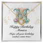 Happy Birthday Monica v01 - 18K Yellow Gold Finish Love Knot Necklace