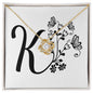Botanical Monogram K - 18K Yellow Gold Finish Love Knot Necklace
