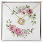 Watercolor Pink Floral Frame 2 - 18K Yellow Gold Finish Love Knot Necklace