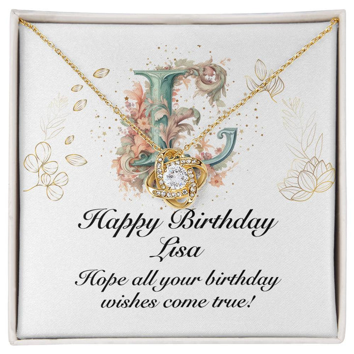 Happy Birthday Lisa v01 - 18K Yellow Gold Finish Love Knot