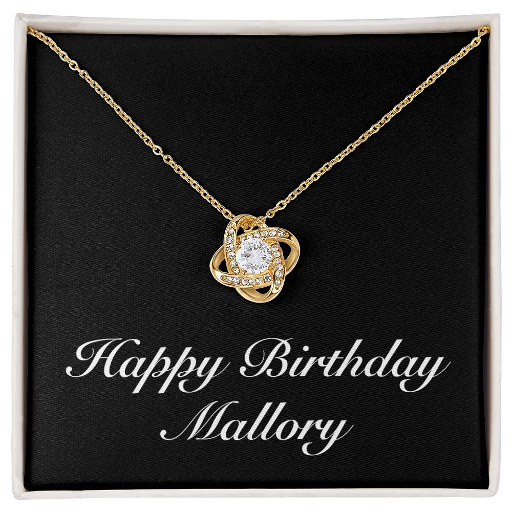 Happy Birthday Mallory v2 - 18K Yellow Gold Finish Love Knot Necklace