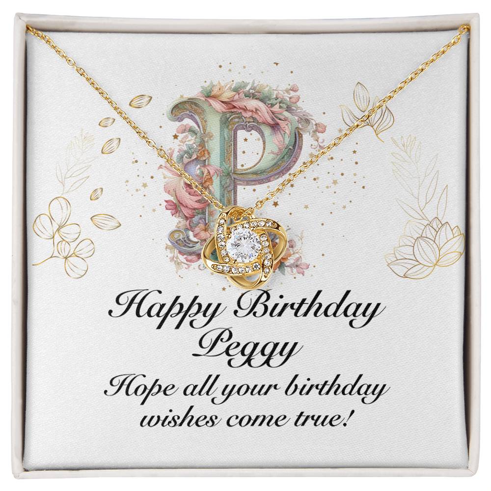 Happy Birthday Peggy v01 - 18K Yellow Gold Finish Love Knot Necklace