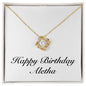 Happy Birthday Aletha - 18K Yellow Gold Finish Love Knot Necklace